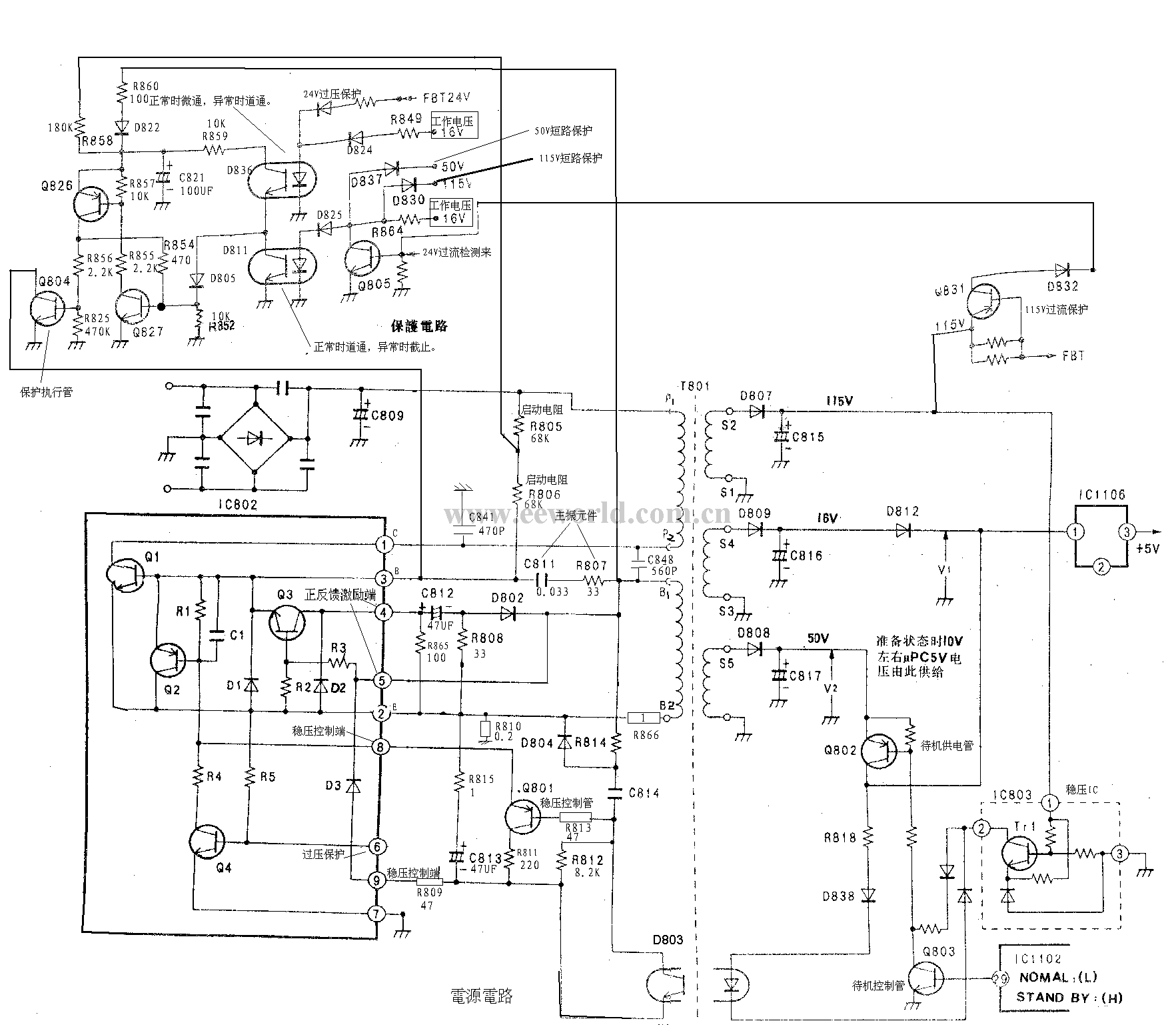 樂聲C-150機(jī)芯電源電路