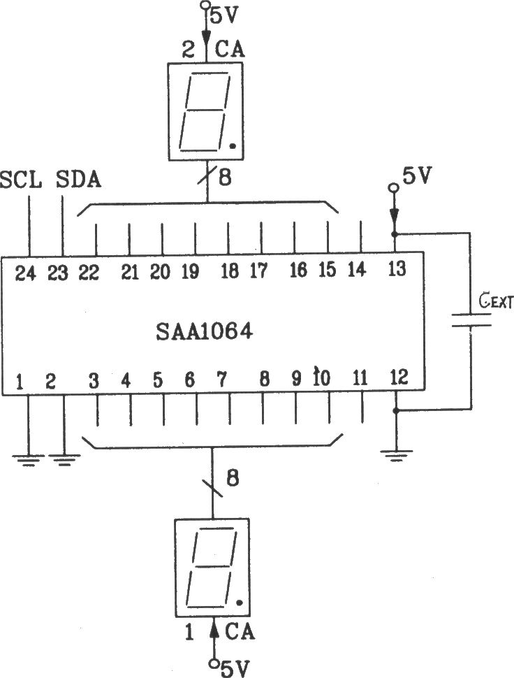 SAA1064串行I2C總線LED顯示驅動集成電路靜態驅動接口電路