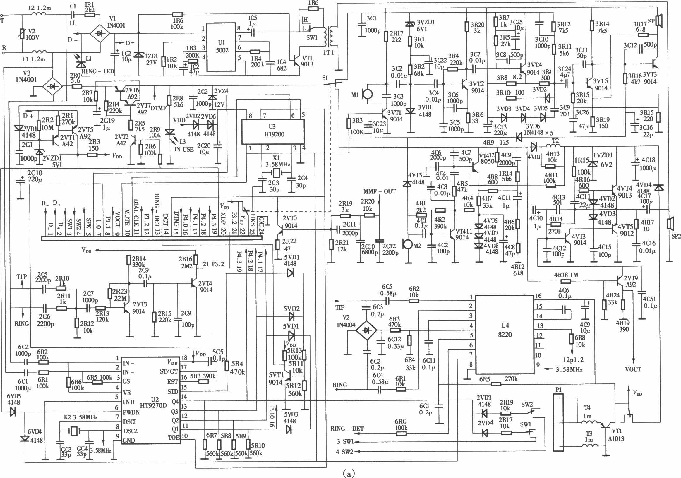 美毅HCD2818(3)P/TSD-LCD型來電顯示電話機(jī)電路(a)