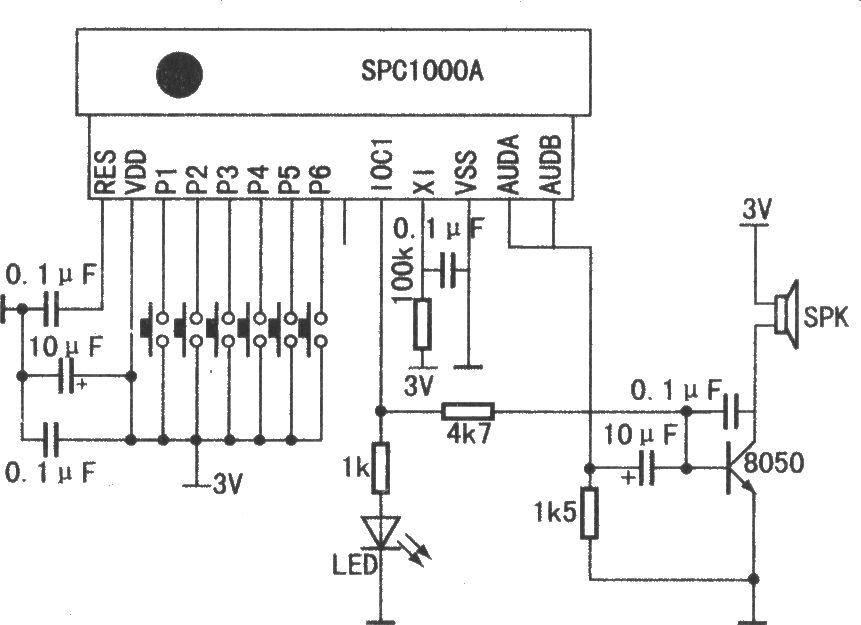 SPC1000A型6合1語(yǔ)音電路