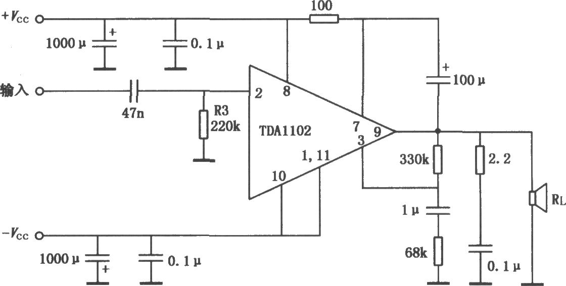 TDA1102 20WHi-Fi功率放大电路