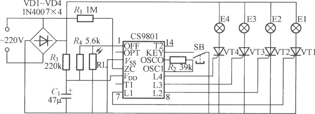 四路閃爍燈串電路(4)(CS9801)