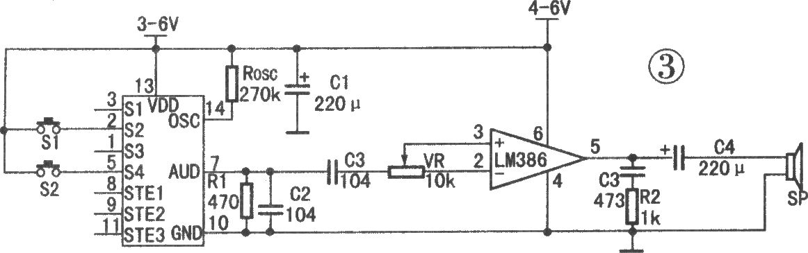 ML-01G与LM386相连应用电路(语音播放)