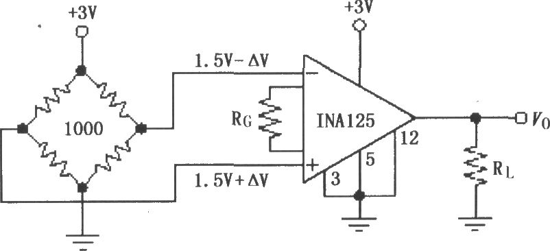 由INA125构成的单电源电阻电桥放大器