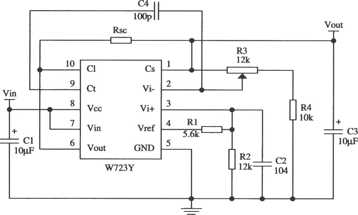 W723正集成稳压器的典型应用电路