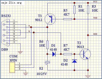 三極管實(shí)現(xiàn)的232接口電路