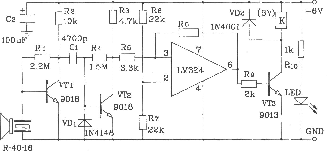 T/R-40系列通用型超聲波發射/接收傳感器電路圖