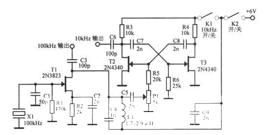 100kHz及10kHz二次標(biāo)準(zhǔn)振蕩電路