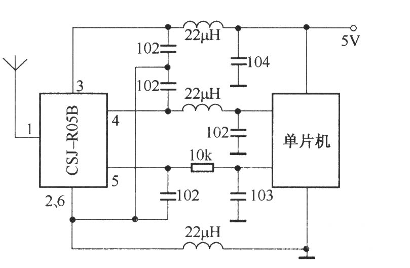 CSJ-R05B與單片機(jī)配合的應(yīng)用電路