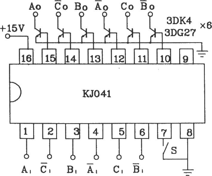 六路双脉冲形成器KJ041外电路连接图