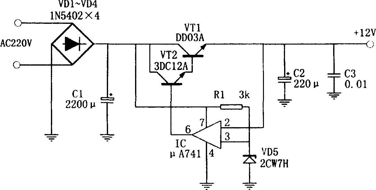 采用運算放大器μA741做成的開關電源