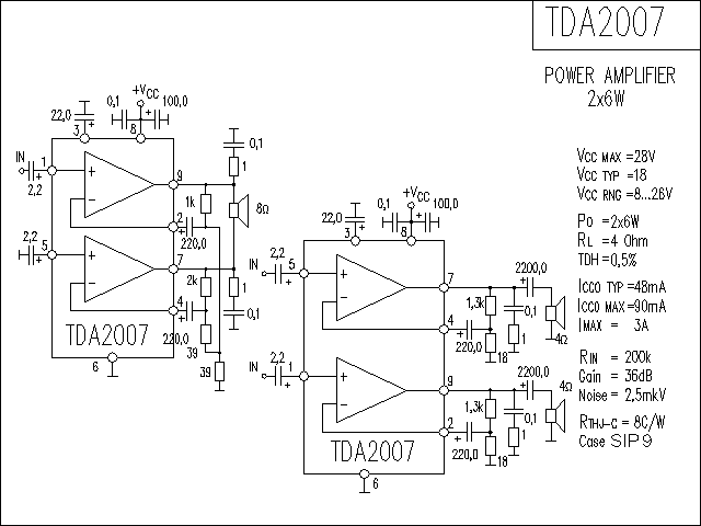 TDA2007功放電路