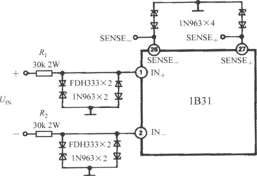 寬帶應(yīng)變信號(hào)調(diào)理器1B31的輸入保護(hù)電路