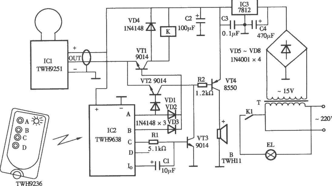 采用TWH9251的微波語言防盜報警器電路