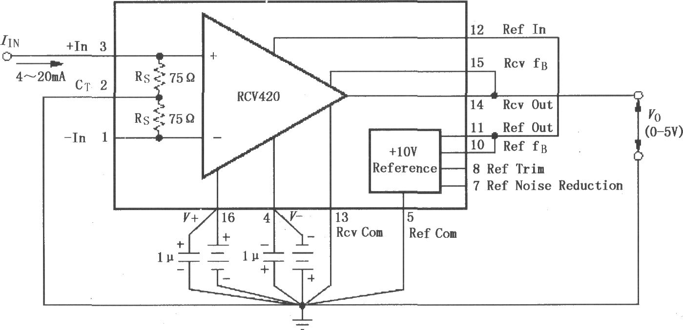 RCV420基本電源和信號(hào)連接電路