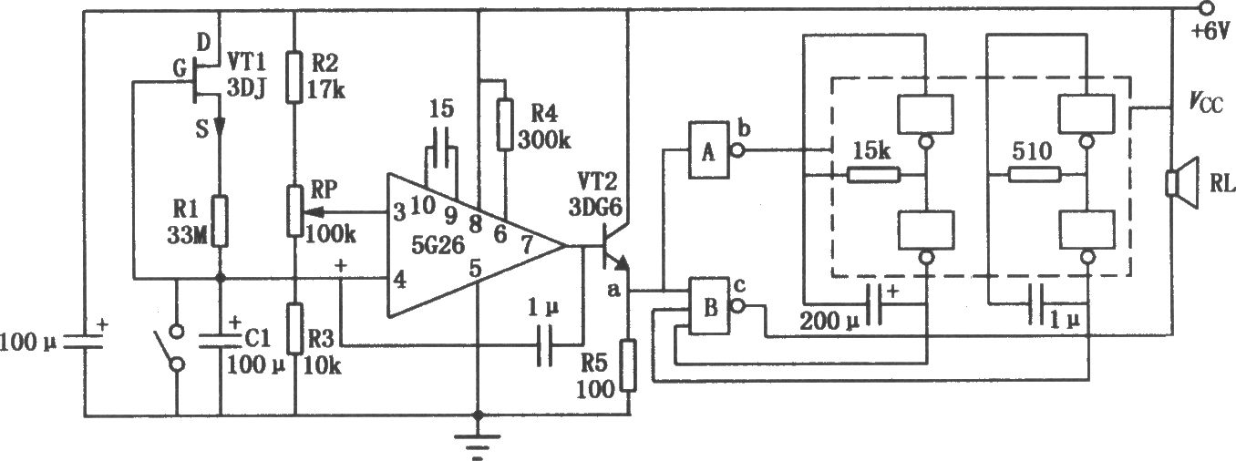 运放5G26组成的定时报警器