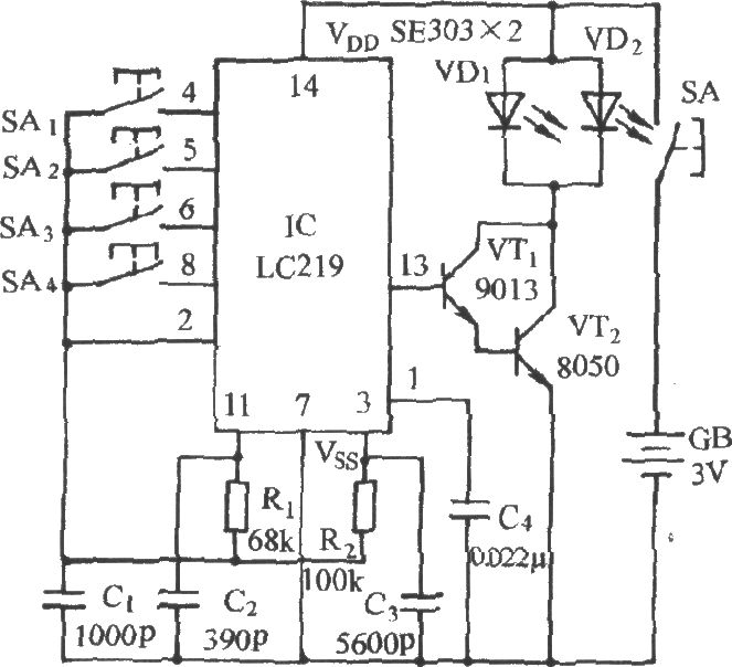 多功能紅外遙控風(fēng)扇電路(LC219/LC220)