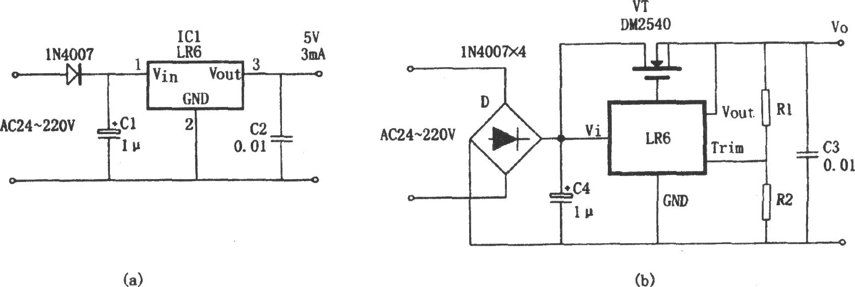 由LR6构成的不用变压器的稳压电源
