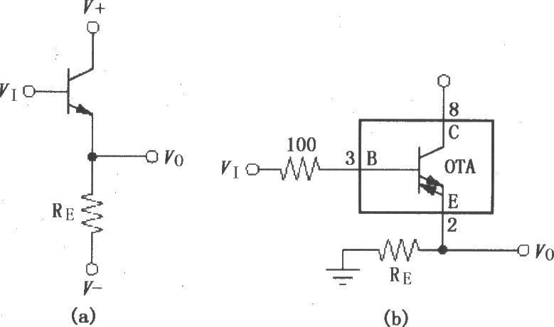 寬帶跨導(dǎo)型運(yùn)算放大和緩沖器OPA660共集電極(共-C)放大電路