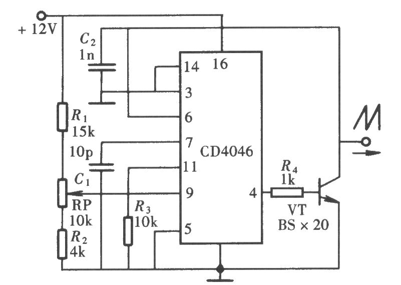 用CD4046組成的斜波發生器