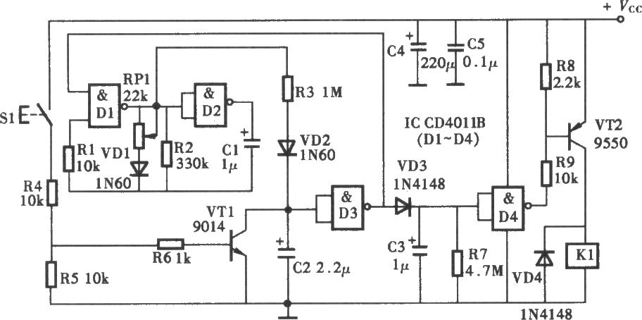 采用CD4011B的定時(shí)器電路