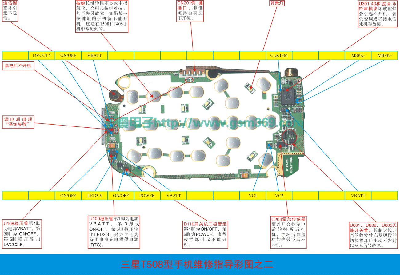 三星T500/T508手機維修實物圖（二)