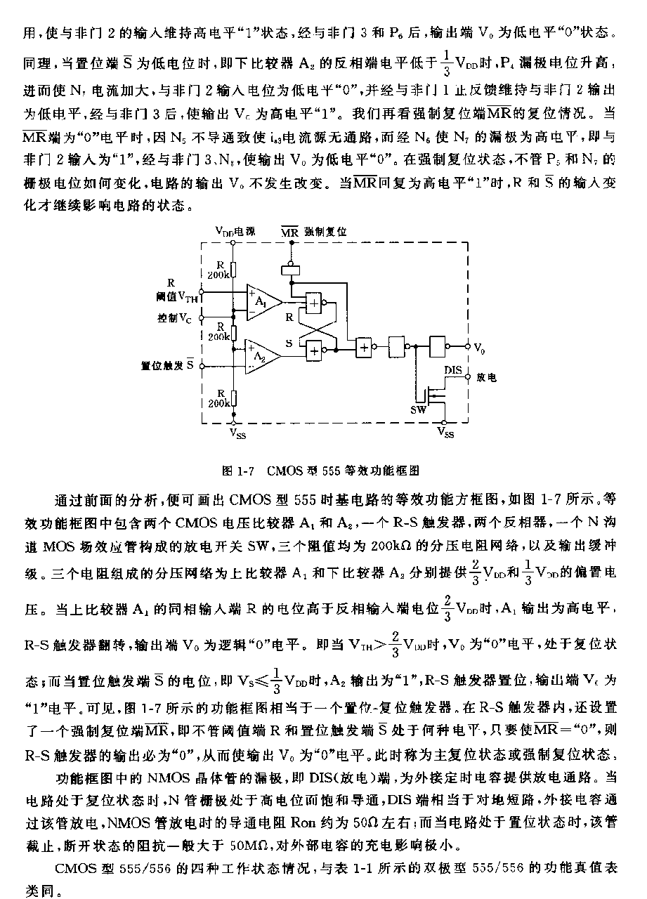 CM0S型555／556的等效电路和等效功能框图