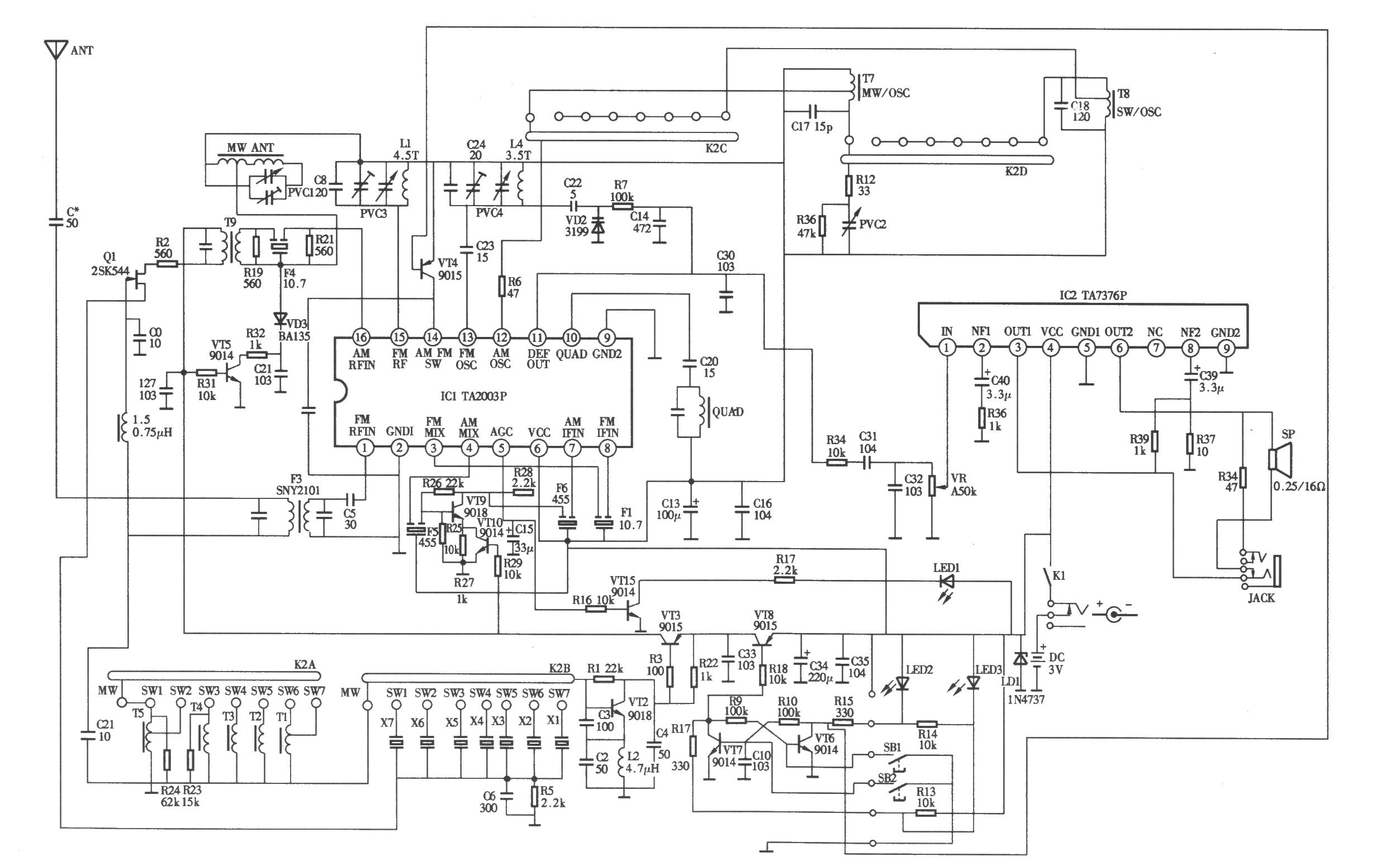 德生89701型收音機(小短波王) 電路