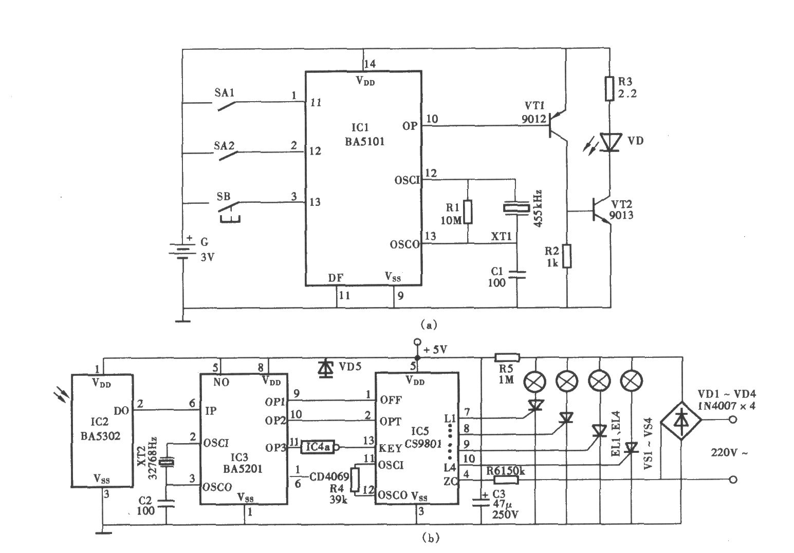 紅外遙控彩燈控制器電路