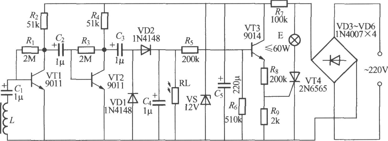 電視機(jī)控制自動燈電路