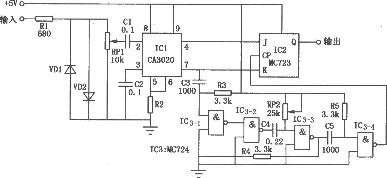 CA3020、MC723組成的頻移解調(diào)器