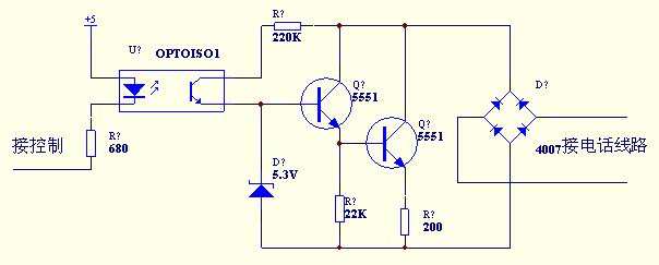 電話模擬摘機(jī)電路