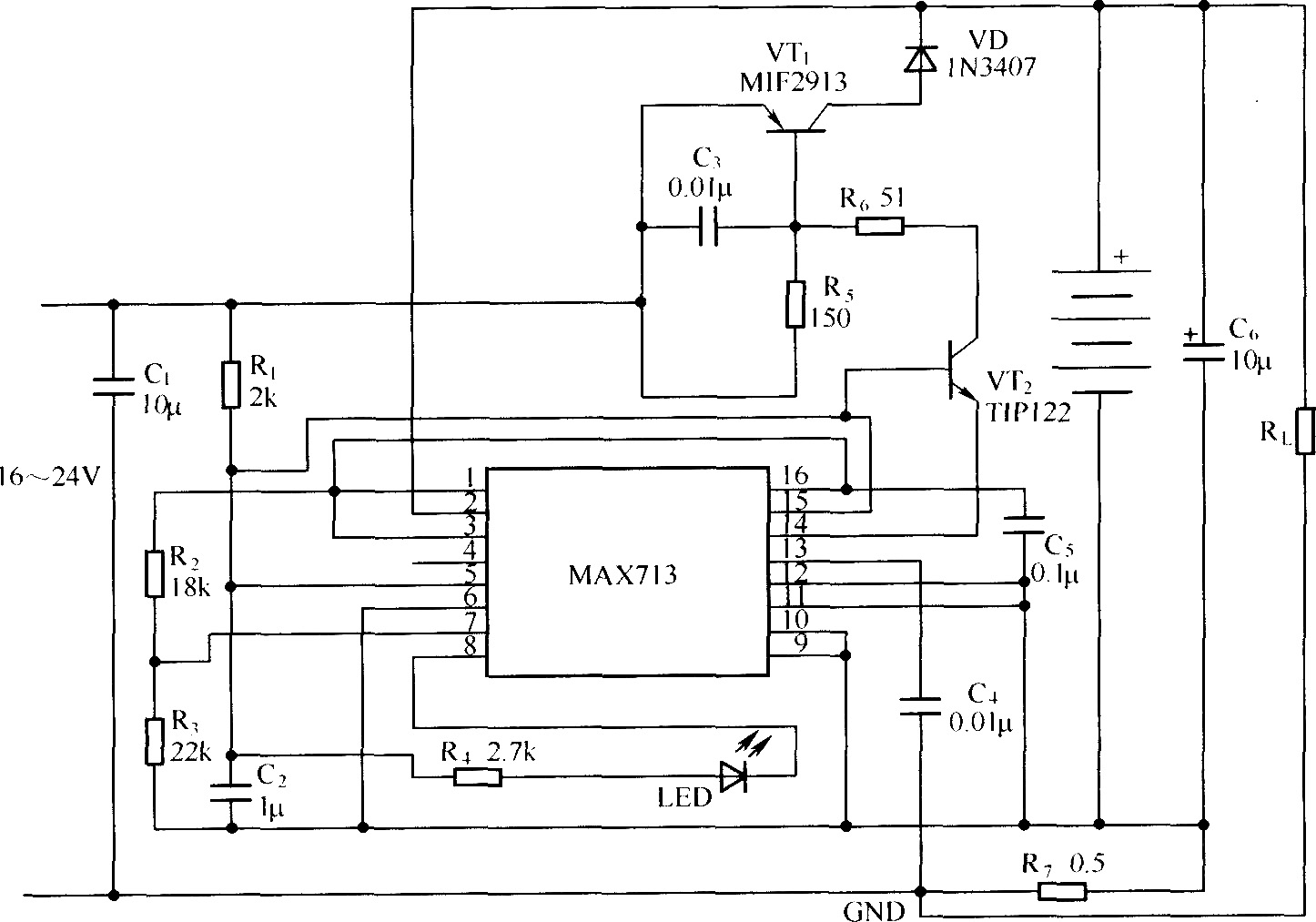 MAX713在線性模式下的應(yīng)用電路