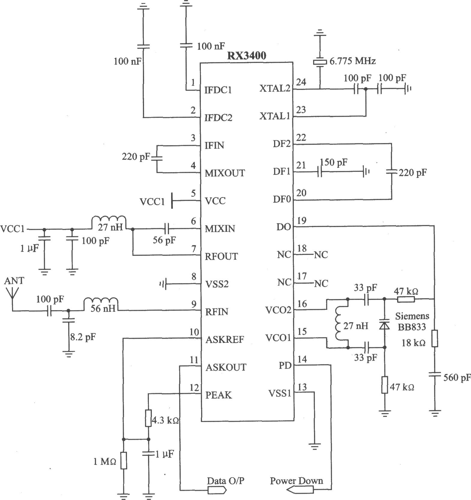 RX3408 FM/FSK 500～20 MHz接收器