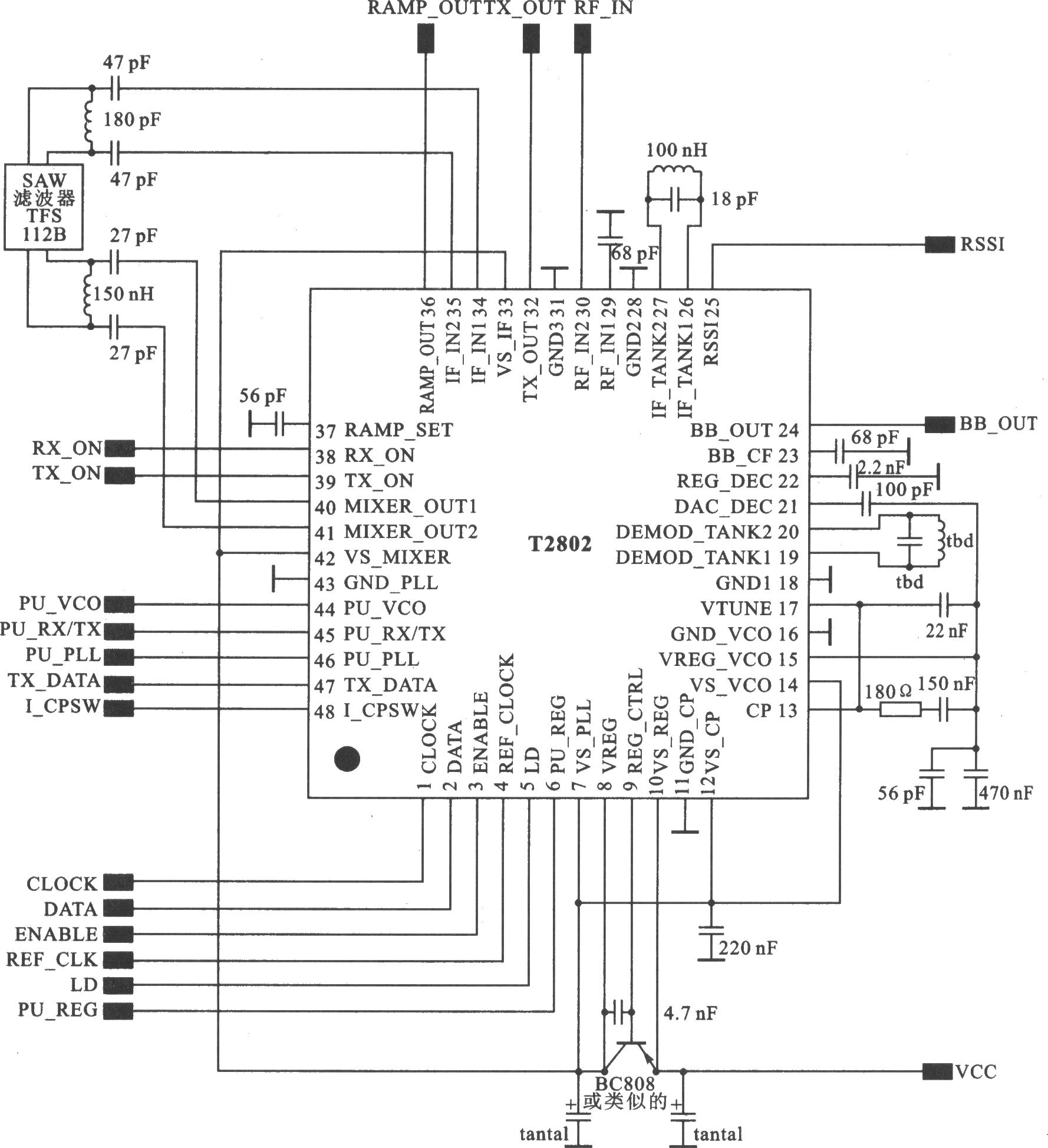 T2801/T2802 DECT/WDECT l.9/2.5 GHz收發(fā)器