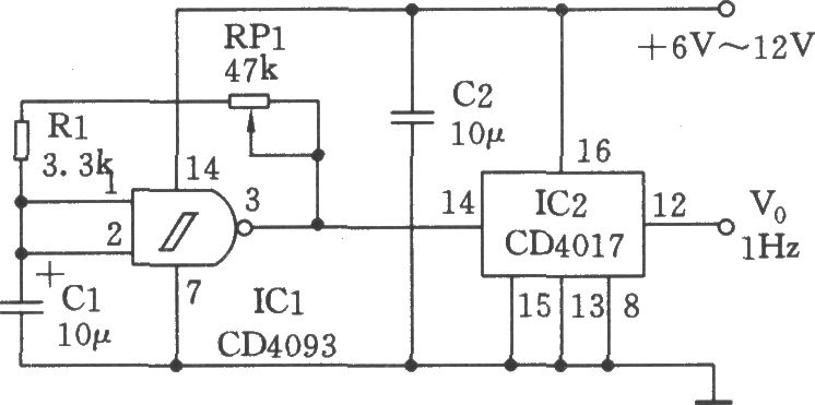 简易的秒脉冲发生器(CD4017)