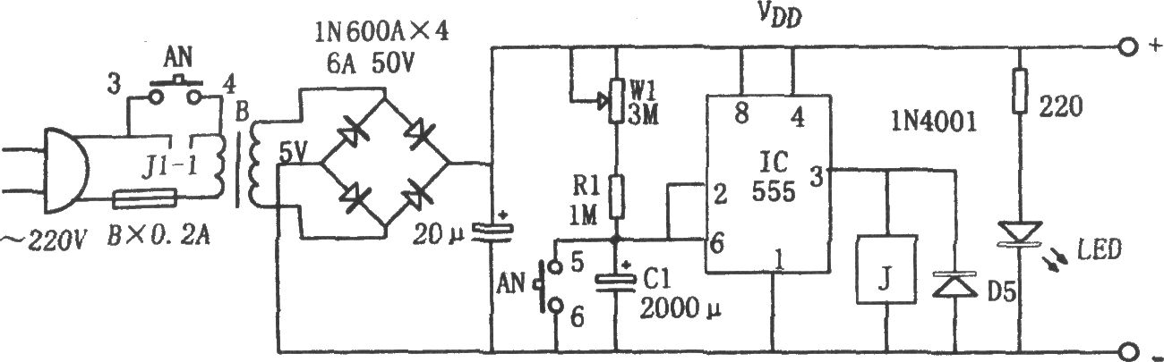555構(gòu)成的肝炎病菌消毒器控制電路