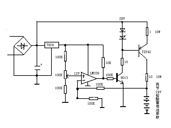 12V鉛酸蓄電池充電電路