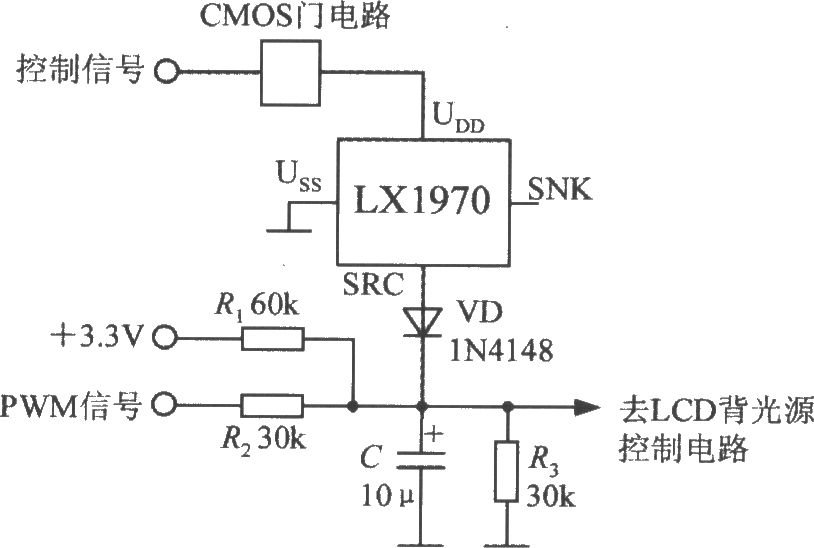 采用門控開關的亮度調節電路(可見光亮度傳感器LX1970)