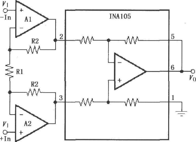 低阻信號源的精密儀表放大電路(INA105)