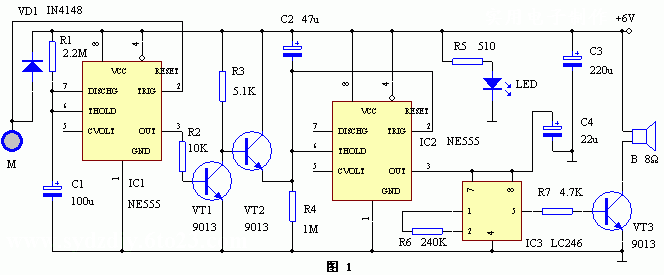 NE555構成的具有時間識別功能的門鎖報警器