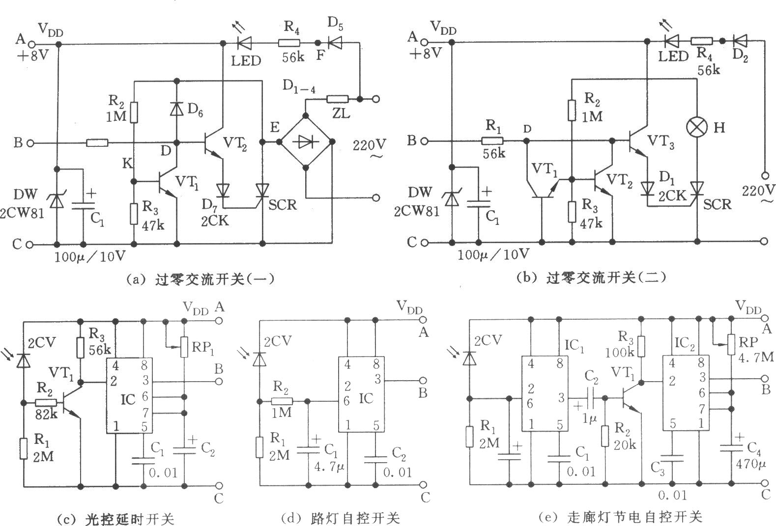 三種光控式可控硅過零開關(guān)電路