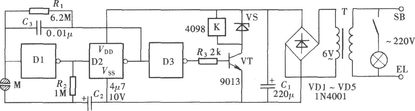 用門電路組成的觸摸開關(guān)(CD4069)