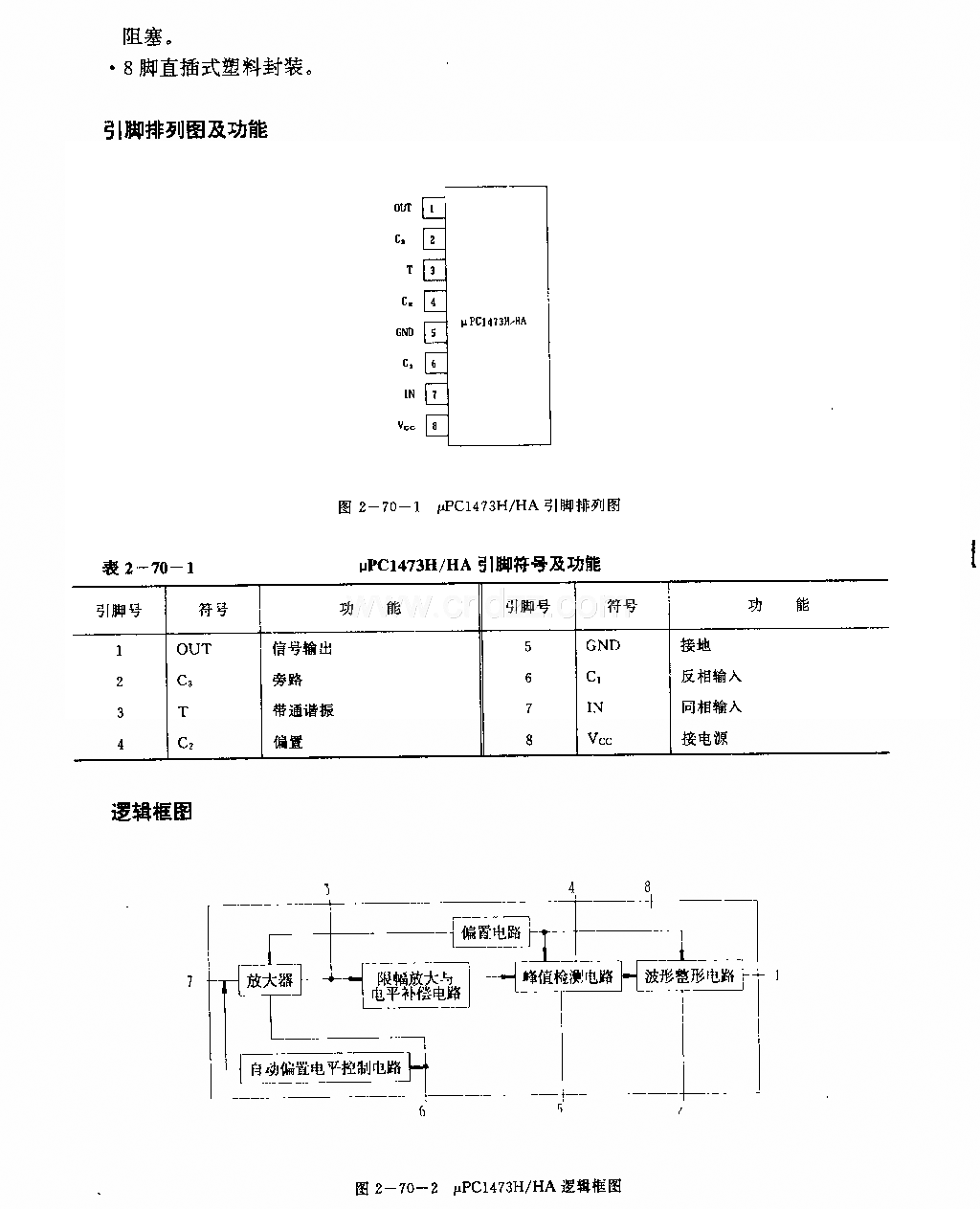 UPCI473H／HA (錄像機(jī)和電視機(jī))紅外線遙控接收前置放大電路