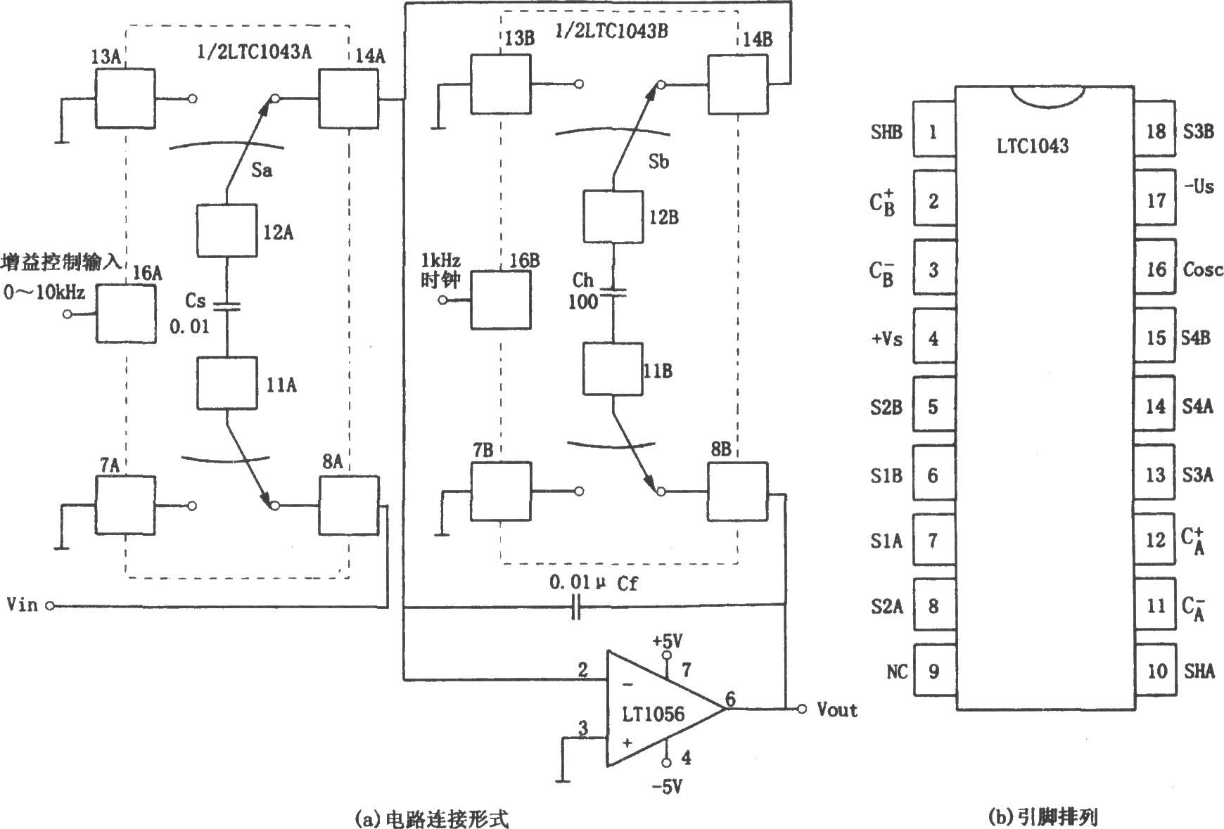 用频率控制增益的放大器(LTC1043)