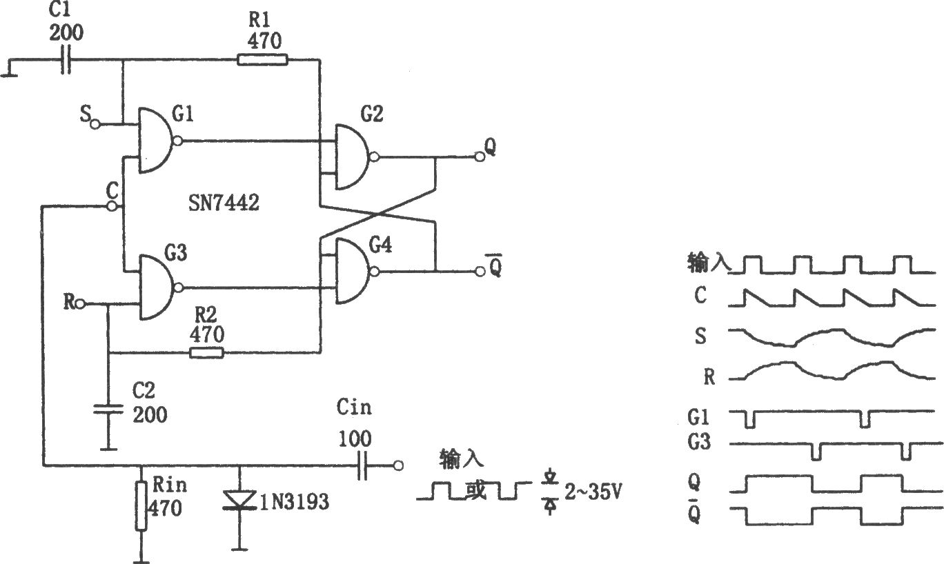 由R—S觸發(fā)器構成的分頻器(SN7442)