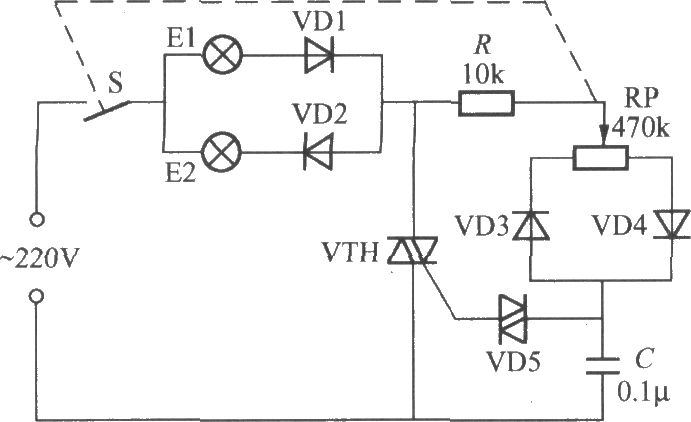 晶閘管雙色調(diào)光器的電路(1)