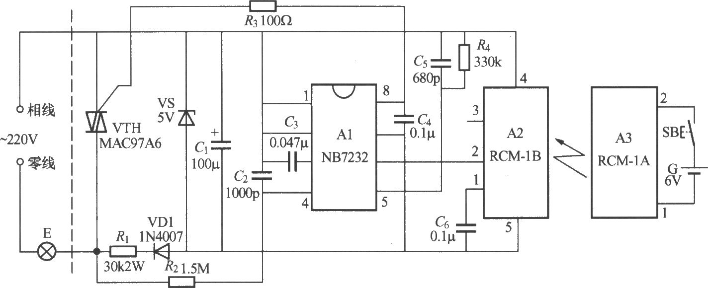 無(wú)線電遙控調(diào)光燈電路