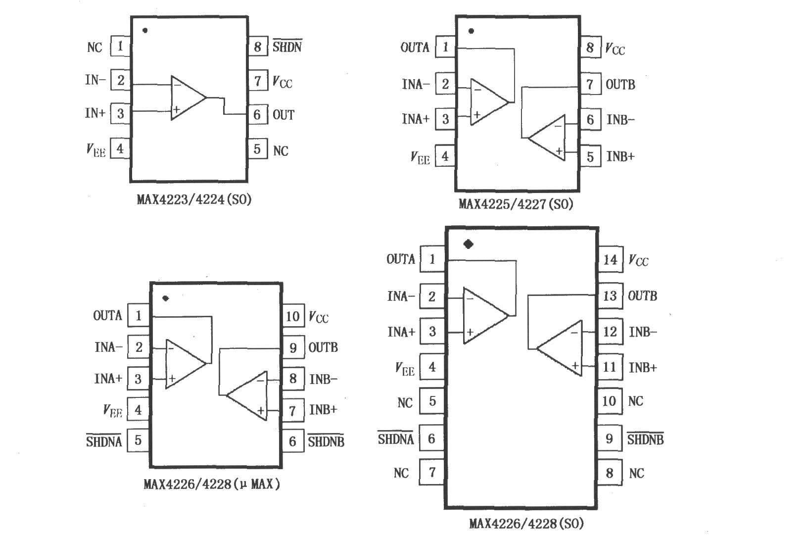 MAX4223～ MAX4228低功率电流反馈放大器