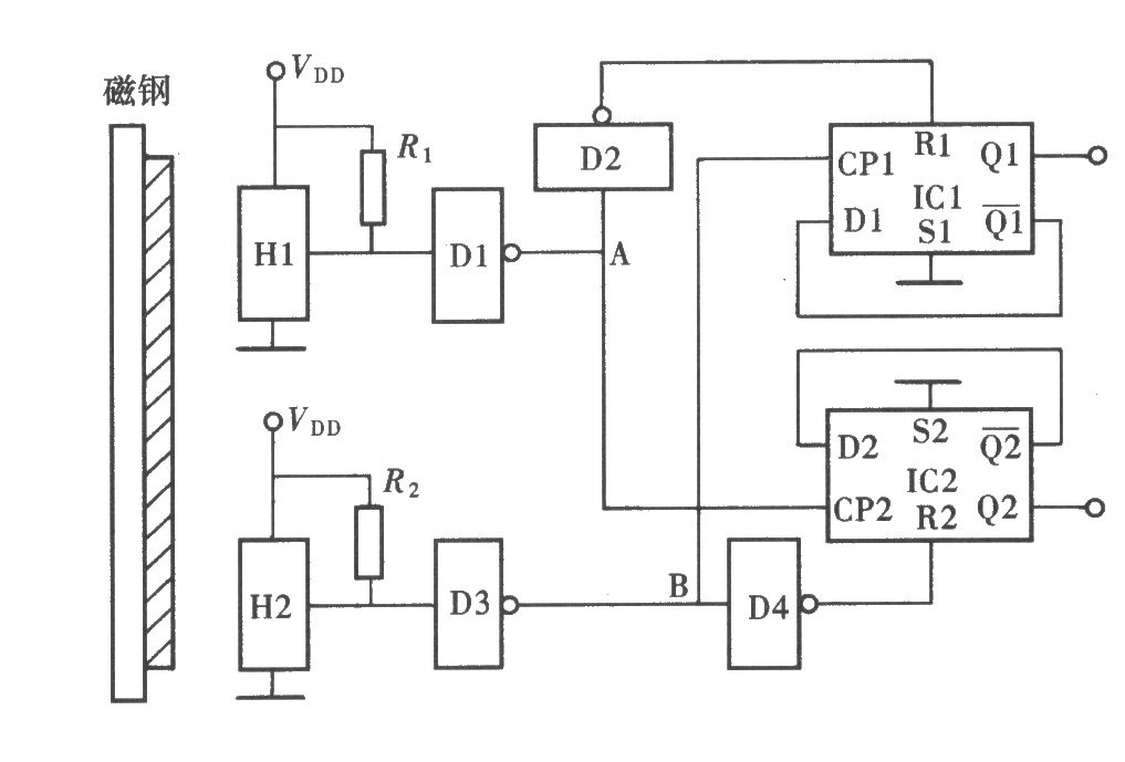 用CD4013組成的運動方向判別電路